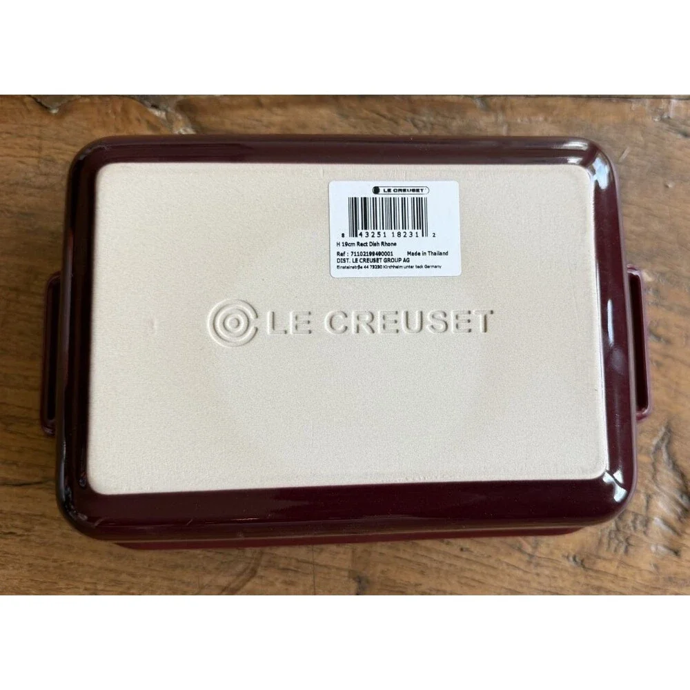 Le Creuset Stoneware Heritage Rectangular Dish 19 cm 1.1 qt Rhone Garnet NEW